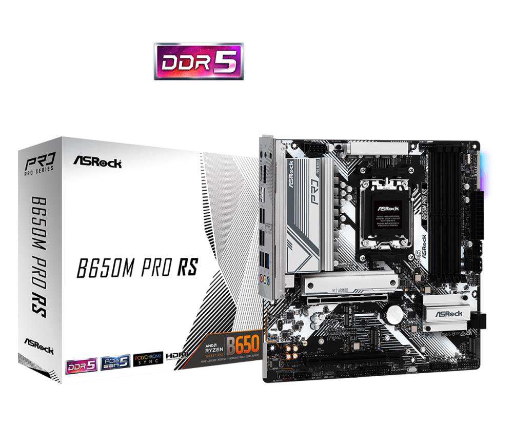 Pagrindinė plokštė ASRock  B650M PRO RS  Processor family AMD  Processor socket AM5  DDR5  Supp