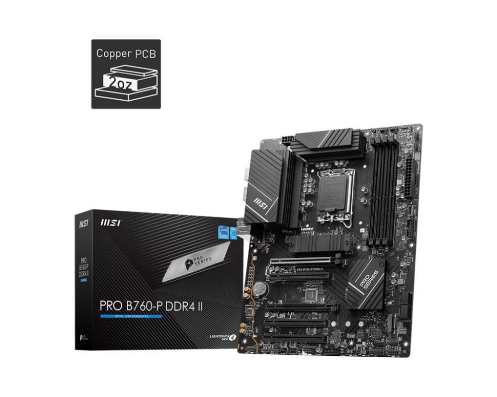 Pagrindinė plokštė MSI  PRO B760-P DDR4 II  Processor family Intel  Processor socket LGA1700  DD