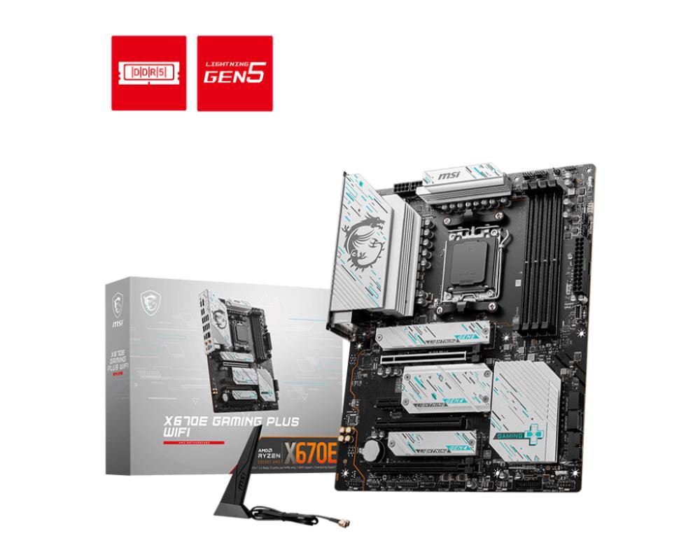 Pagrindinė plokštė MSI  X670E GAMING PLUS WIFI  Processor family AMD  Processor socket AM5  DDR5