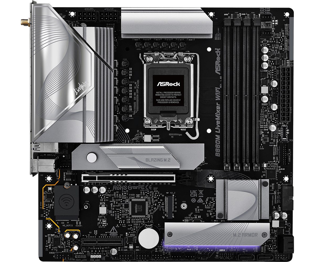 Asrock B860M LiveMixer WiFi Intel B860 LGA 1851 (Socket V1) „micro ATX“