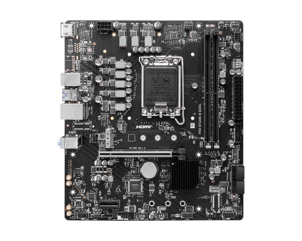 MainboardMSIIntel B760 ExpressLGA1700Micro-ATXMemory DDR4Memory slots 41xPCI-Express 4