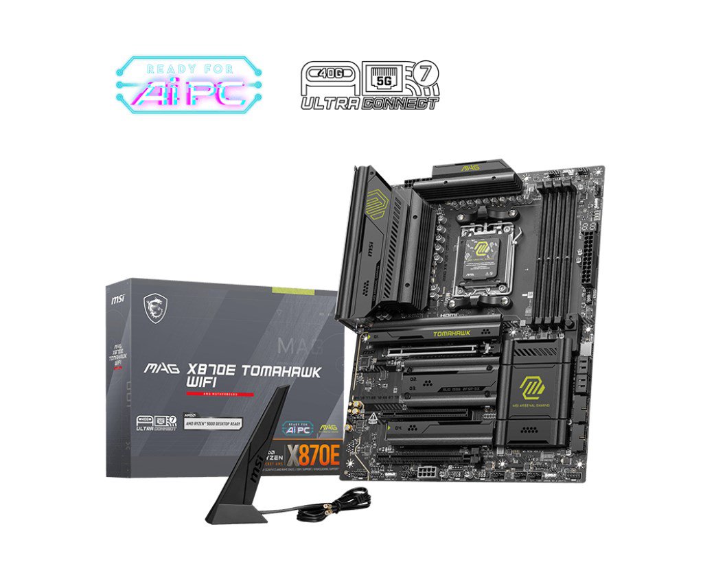 Pagrindinė plokštė MSI MAG X870E TOMAHAWK WIFI  Processor family AMD  Processor socket AM5  DDR5
