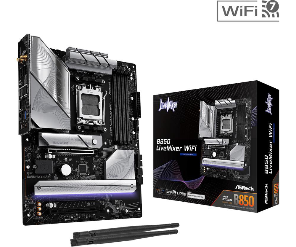 MainboardASROCKAMD B850SAM5ATXMemory DDR5Memory slots 42xPCI-Express 4.0 16x1xPCI-Express 5