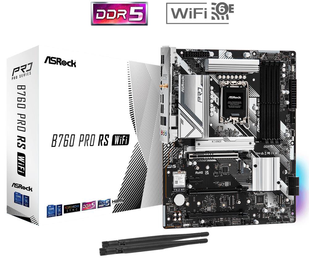 Pagrindinė plokštė ASRock B760 PRO RS WIFI  Processor family Intel  Processor socket LGA1700  DDR
