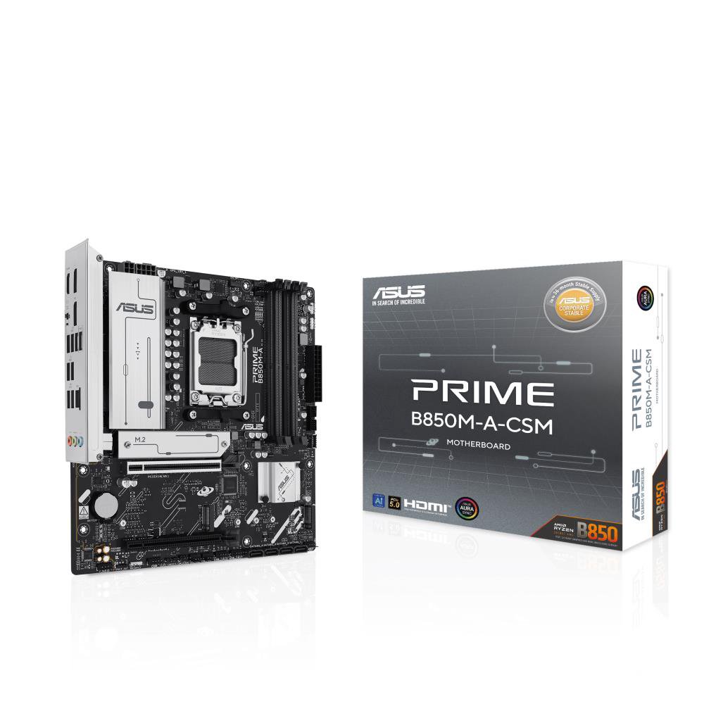 MainboardASUSAMD B850SAM5Micro-ATXMemory DDR5Memory slots 41xPCI-Express 4.0 16x1xPCI
