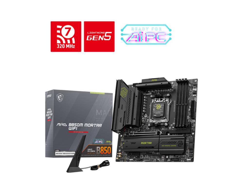 MainboardMSIAMD B850SAM5Micro-ATXMemory DDR5Memory slots 41xPCI-Express 4.0 4x	1xPCI