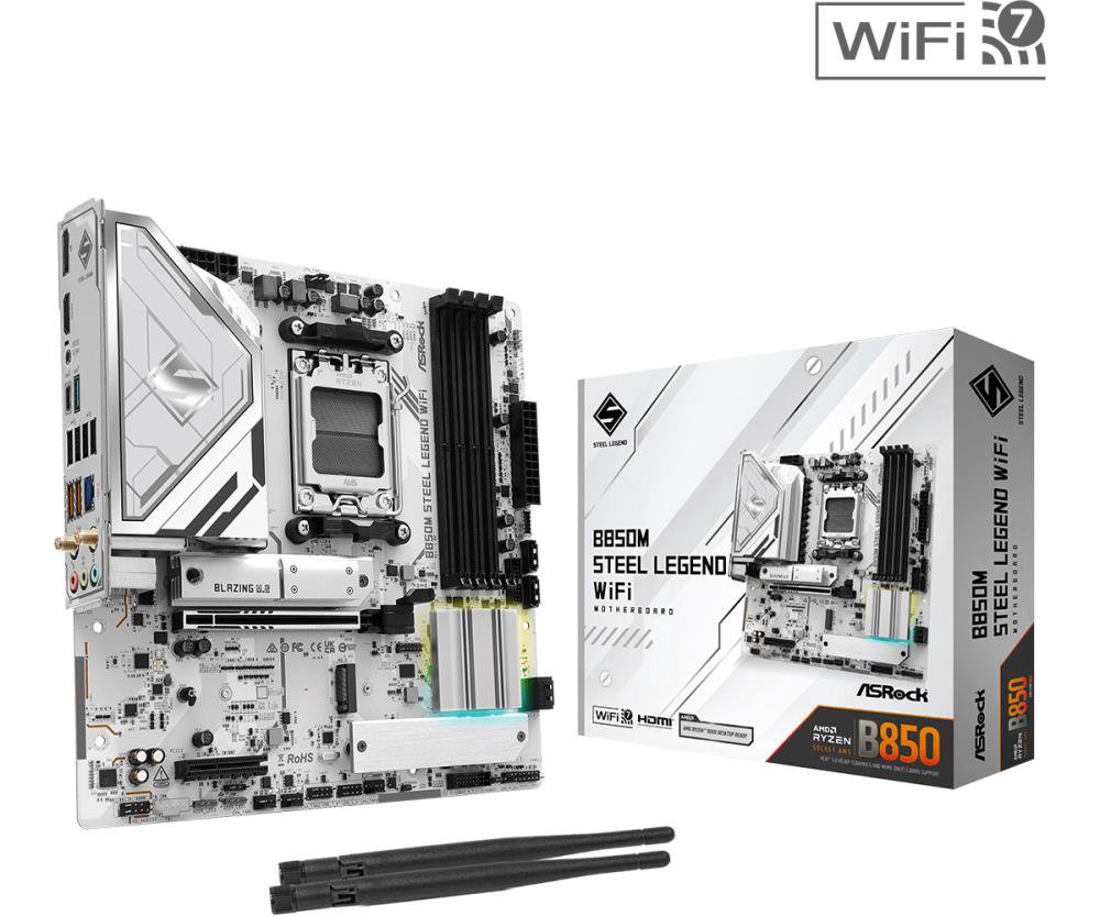MainboardASROCKAMD B850SAM5Micro-ATXMemory DDR5Memory slots 44xPCI-Express 4.0 4x	1xPCI