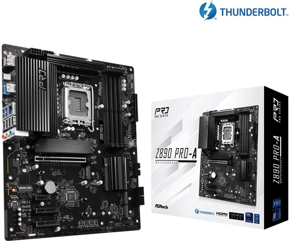 MainboardASROCKIntel Z890LGA1851ATXMemory DDR5Memory slots 41xPCI-Express 4.0 1x2xPCI