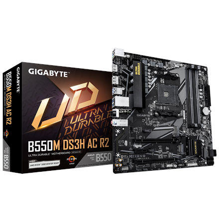 Pagrindinė plokštė Gigabyte B550M DS3H AC R2  Processor family AMD  Processor socket AM4  DDR4 DI