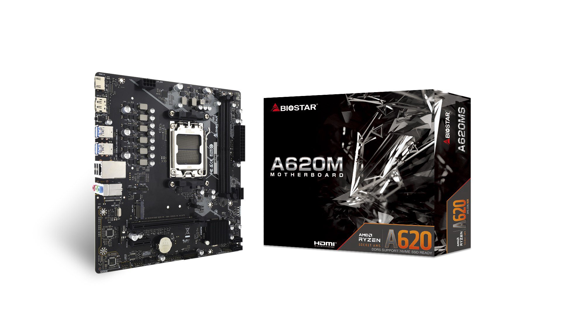 Biostar A620MS pagrindinė plokštė AMD A620 AM5 lizdas „micro ATX“