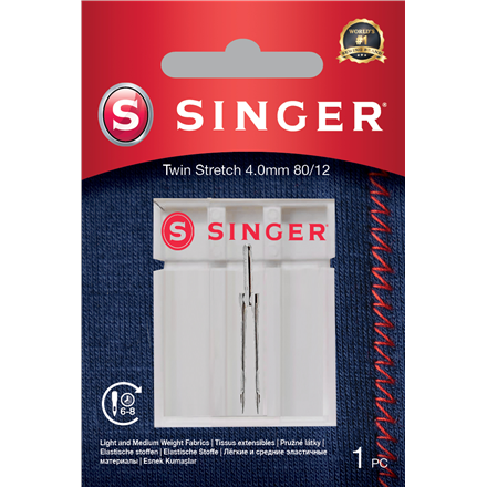 Siuvimo mašinų priedai Singer  Twin Stretch Needle, Decorative, 4.0 80/12 1PK