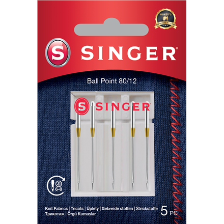 Siuvimo mašinų priedai Singer  Ball Point Needle 80/12 5PK for Knit Fabrics