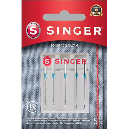 Siuvimo mašinų priedai Singer  Topstitch Needle 90/14 5PK Metalic Thread