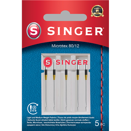 Siuvimo mašinų priedai Singer  Microtex Needle 80/12 5PK