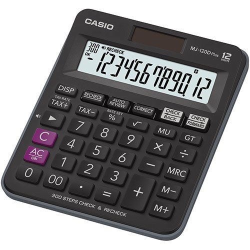 Skaičiuotuvas CASIO CALCULATOR OFFICE MJ-120D PLUS BLACK , 12 DIGIT DISPLAY