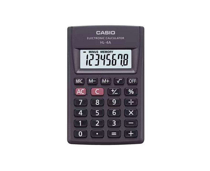 CASIO HL-4A-B 8 skaitmenų kišeninis skaičiuotuvas 56x87 mm, juodas
