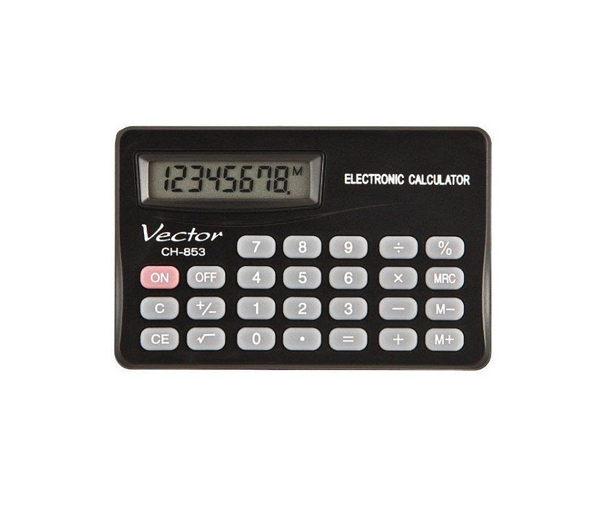 Vector KAV CH-853 kišeninis skaičiuotuvas, 8 skaitmenys, 83 x 53 mm, juodas