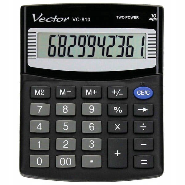 Vector VC-810 biuro skaičiuotuvas, juodas