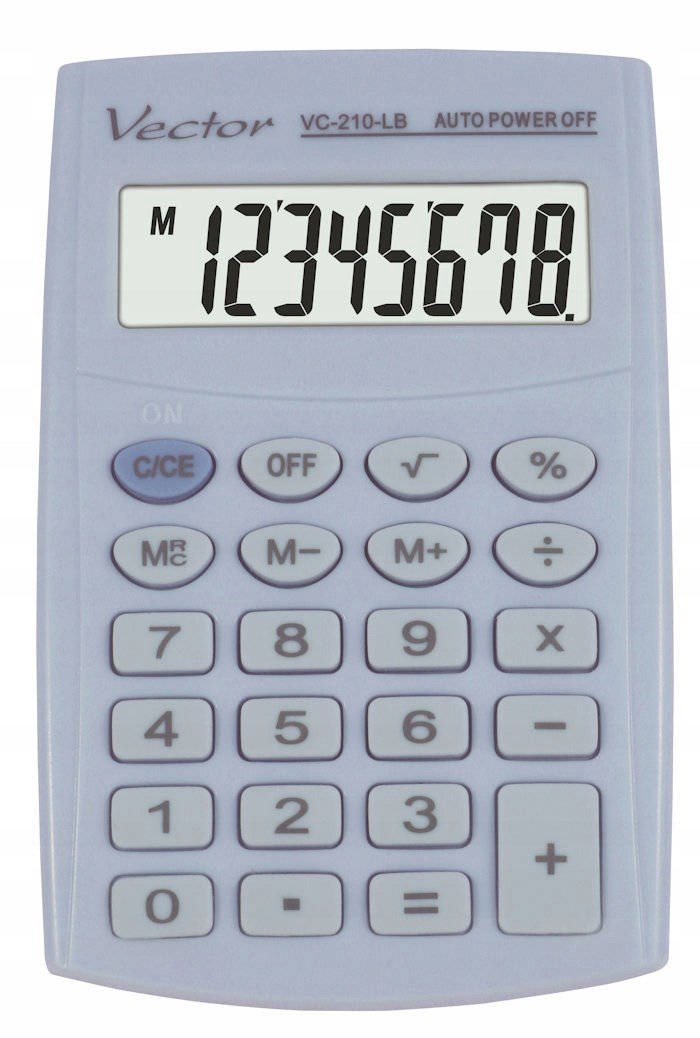 Vector KAV VC-210 LB kišeninis skaičiuotuvas, 8 skaitmenys, 64x98,5 mm, šviesiai mėlynas