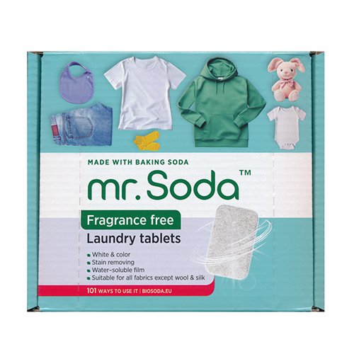 Bekvapės skalbimo tabletės su soda MR. SODA, 30 vnt. x 25 g