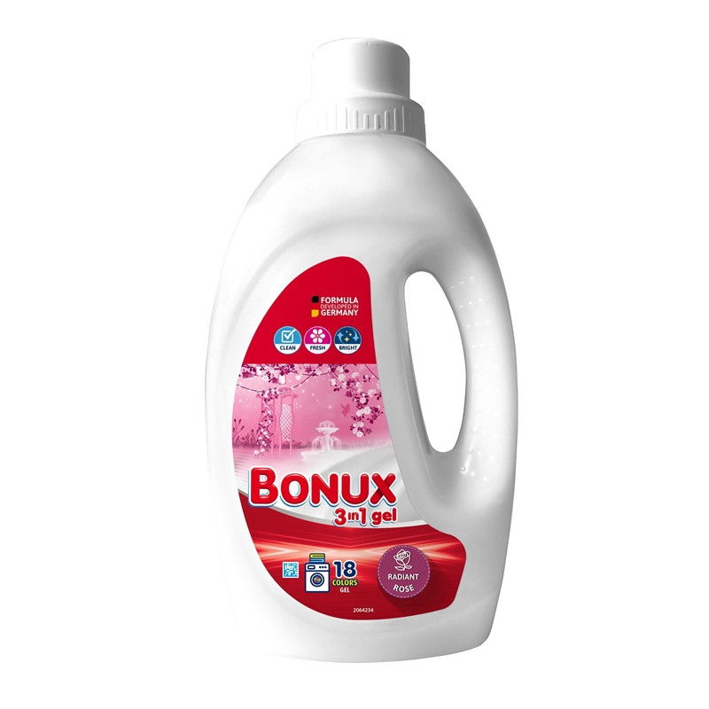 Skalbimo gelis BONUX RADIANT ROSE, 18 skalbimų, 0,9 l