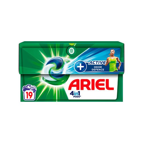 Skalbimo kapsulės ARIEL 4IN1 ACTIVE, 19 kaps.