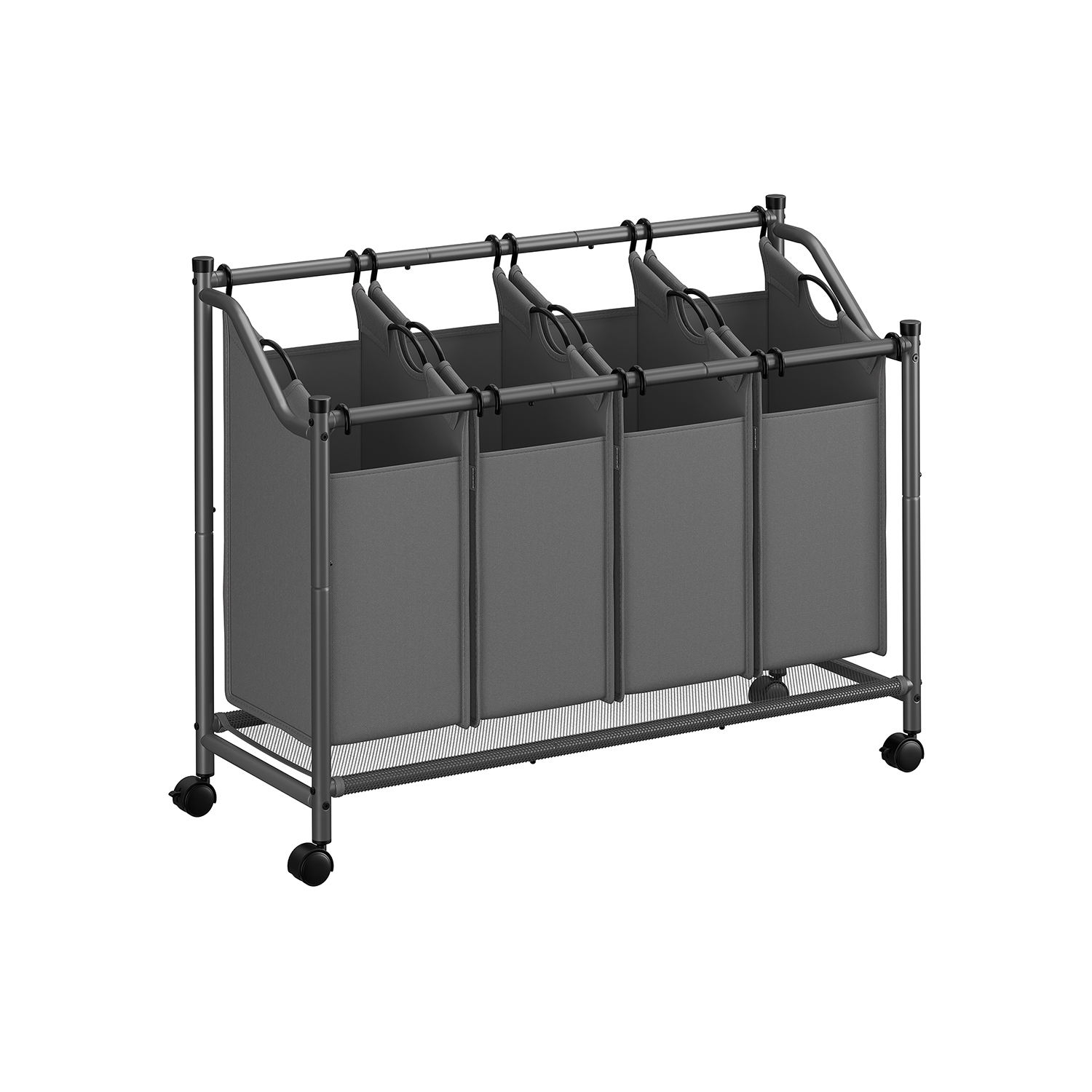 Skalbinių rūšiavimo krepšiai | 4 x 45L | Ratukai | 105 x 38,5 x 67 | Pilka