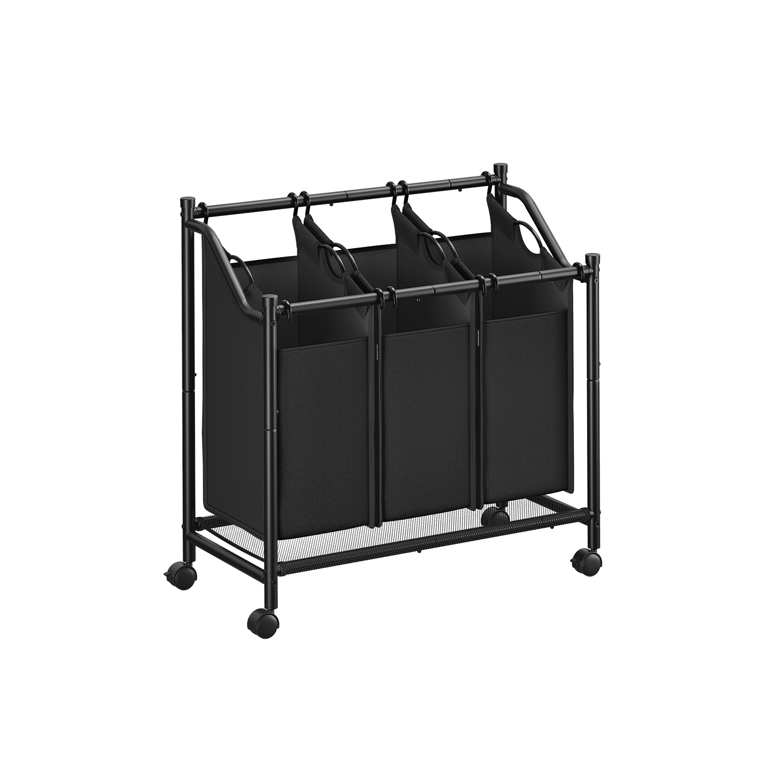 Skalbinių rūšiavimo krepšiai | 3 x 45L | Ratukai | 80 x 38,5 x 67 | Juoda