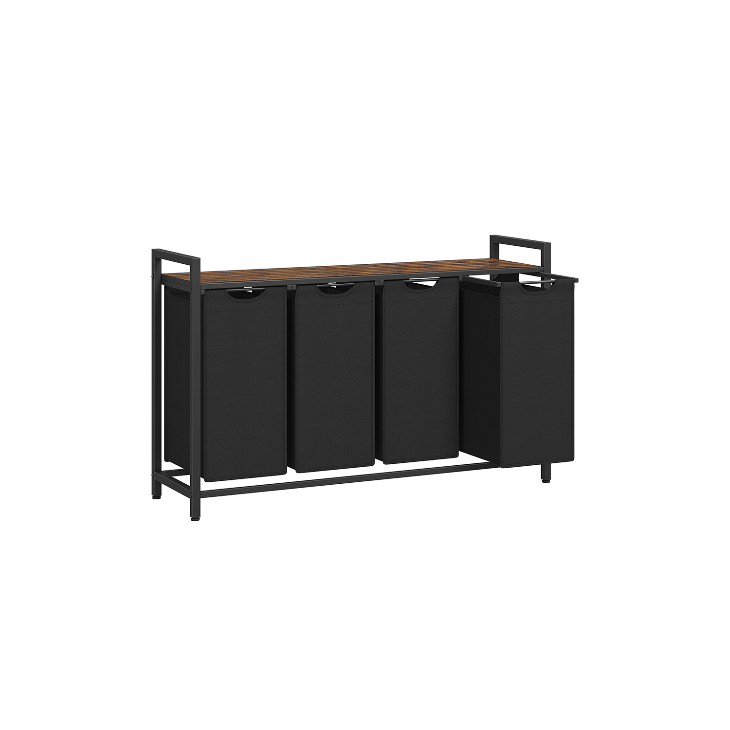Rūšiavimo skalbinių krepšiai | 4 skyriai | 160L | 116 x 33 x 72 cm | Juoda, Ruda