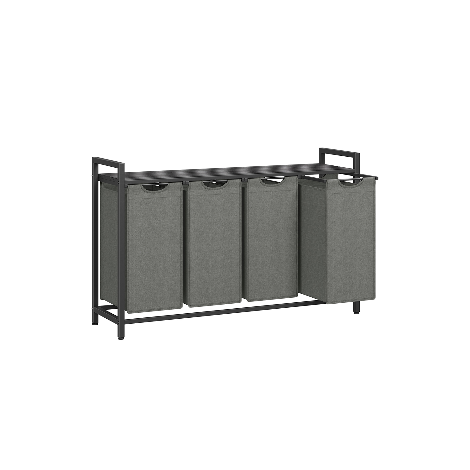 Rūšiavimo skalbinių krepšiai | 4 skyriai | 160L | 116 x 33 x 72 cm | Juoda, Pilka