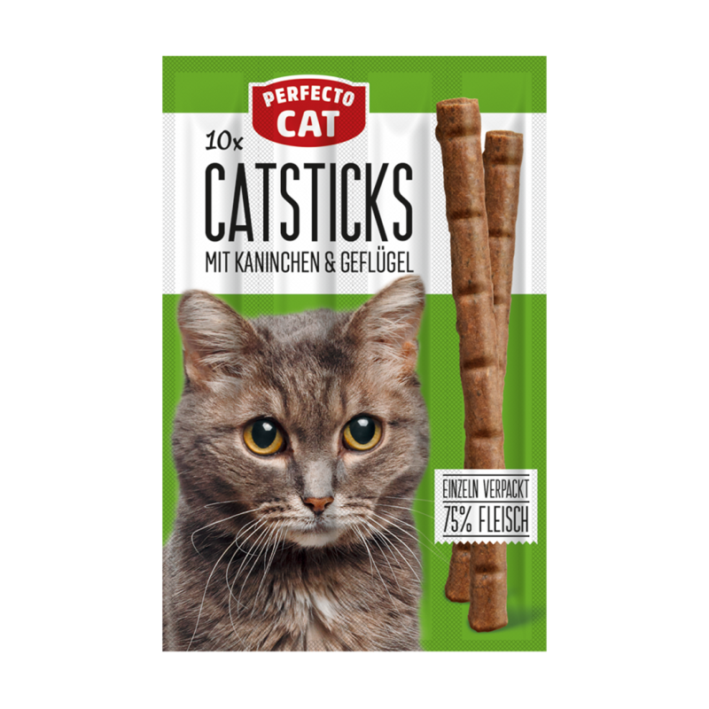 Perfecto Cat paukštienos ir triušienos lazdelės katėms, 50 g