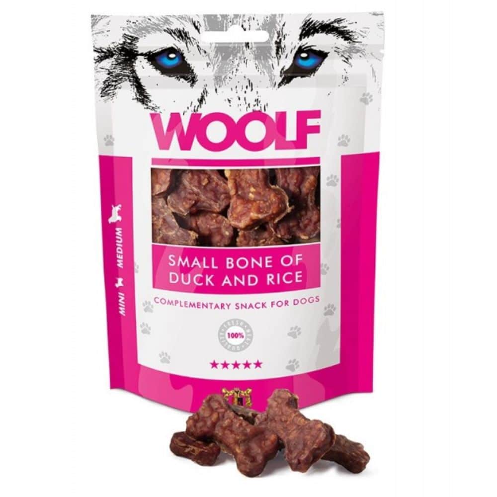 WOOLF Small Bone of Duck and Rice skanėstai šunims su antiena ir ryžiais 100g