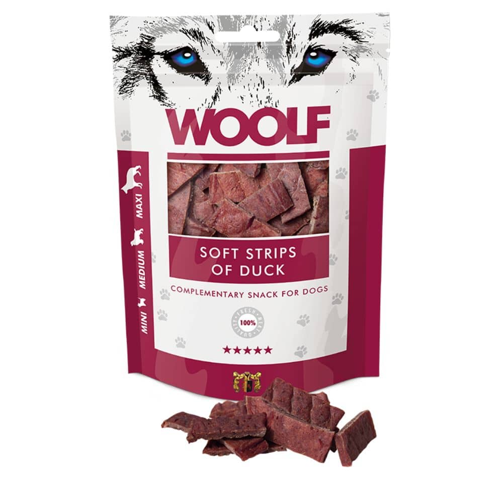 WOOLF Soft Strips of Duck skanėstai šunims 100g