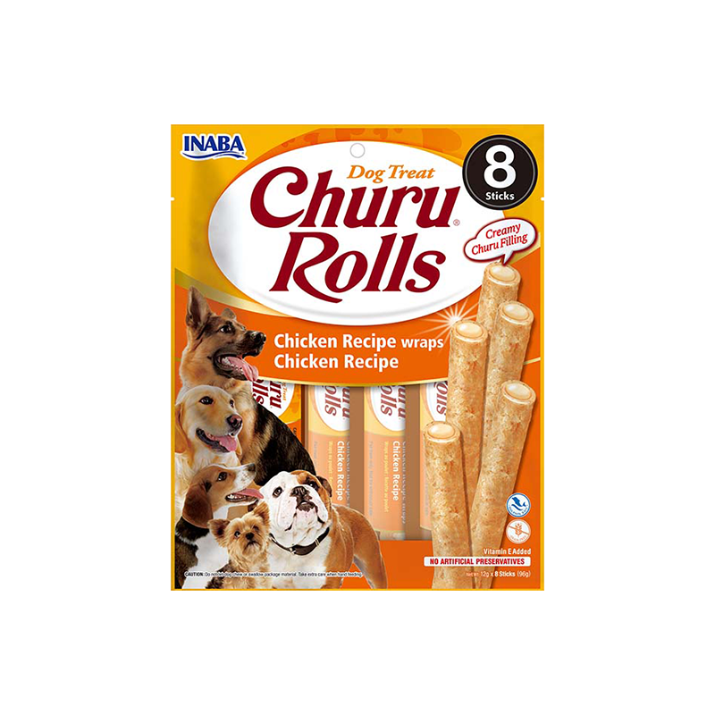 Churu Rolls lazdelės su vištiena skanėstai šunims 5x96g