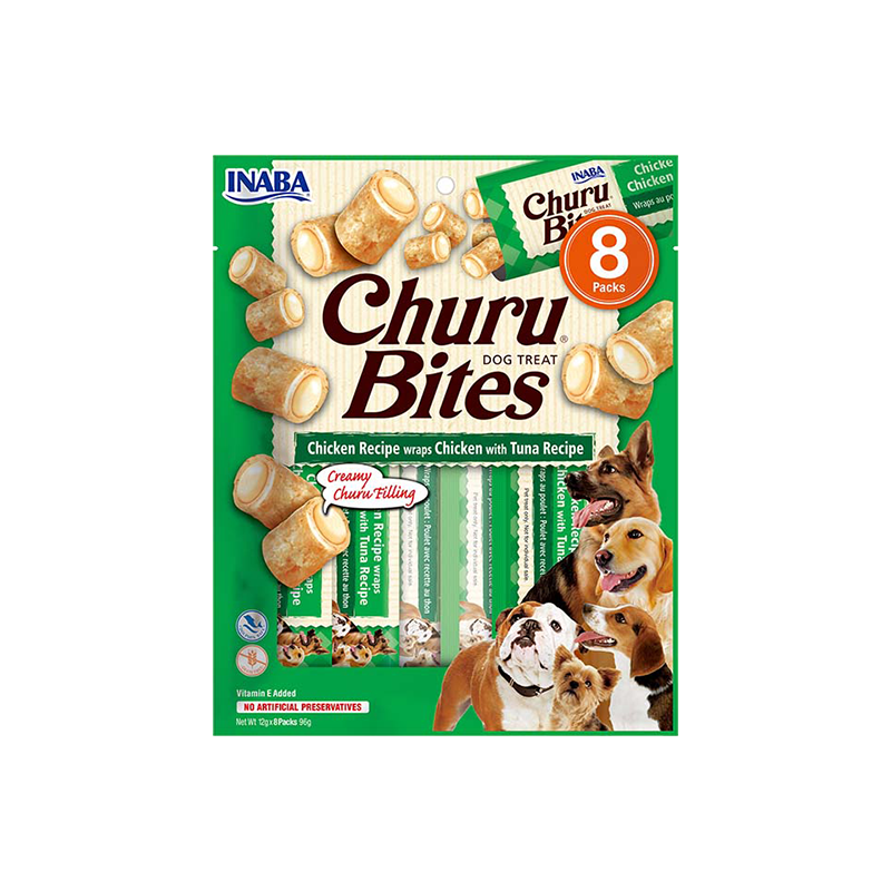 Churu Bites suktinukai su vištiena ir tunu skanėstai šunims 5x96g