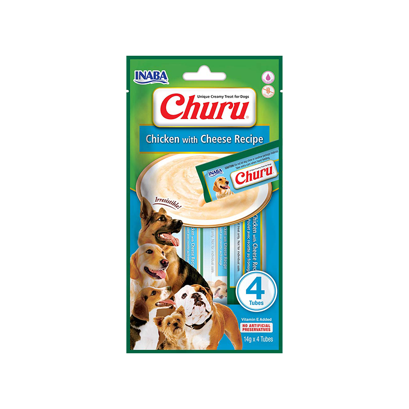 Churu kreminis skanėstas su vištiena ir sūriu šunims 12x56g