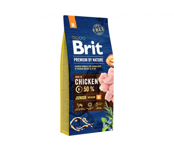 Brit Premium By Nature Junior M sausas maistas šunims 3kg. - 15kg. 15 kg