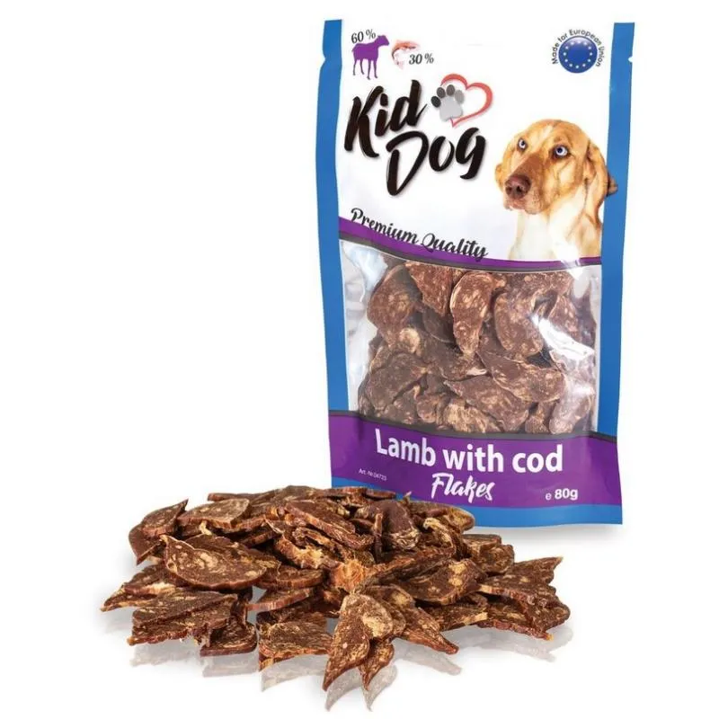 KIDDOG Flakes ėrienos+menkės griežinėliai 80g.