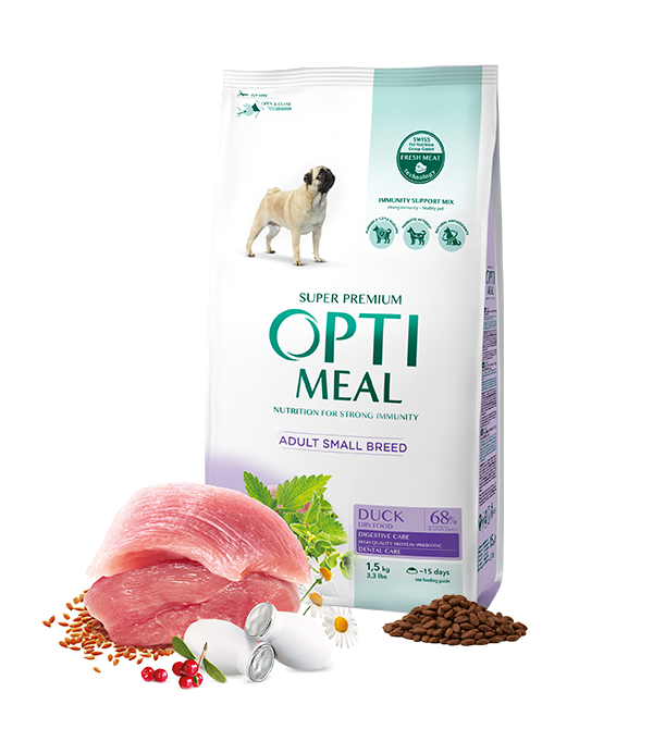 Optimeal™ Visavertis sausas maistas mažų veislių suaugusiems šunims – antis 1,5 kg - 12 kg. 4 kg