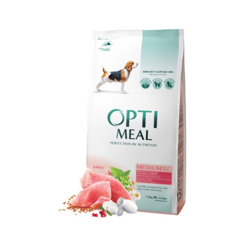 Optimeal™ Visavertis sausas maistas vidutinių veislių suaugusiems šunims – kalakutas 1,5kg - 20kg. 4 kg