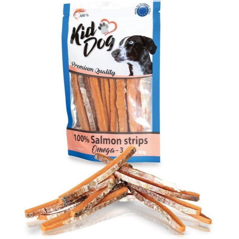 KIDDOG Strips Lašišos Natūralios Juostelės 80g.