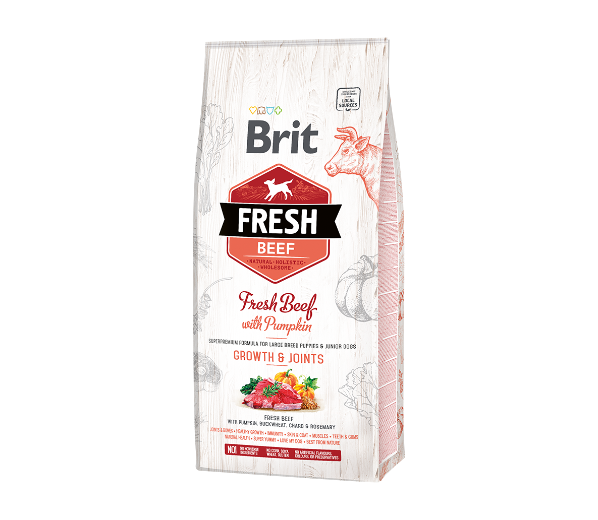 Brit Fresh Beef with Pumpkin Puppy Large sausas maistas šunims 2,5kg. - 12kg. 2.5 kg