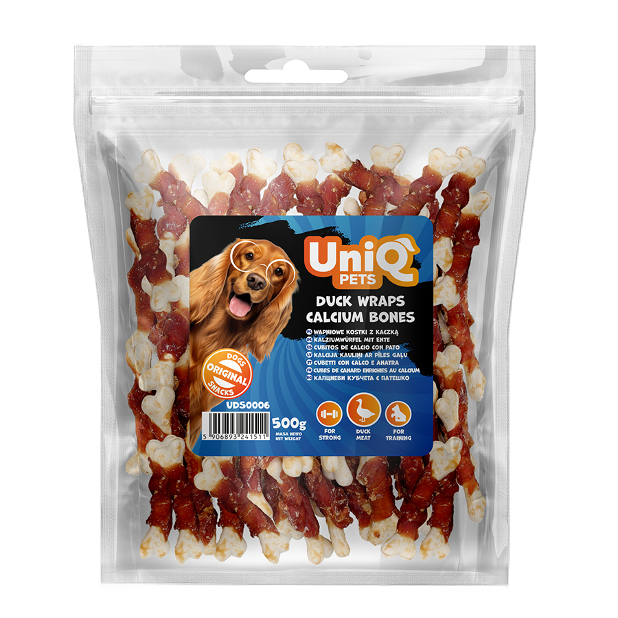UNIQ PETS skanėstas kalcio kauliukai su antiena 500g