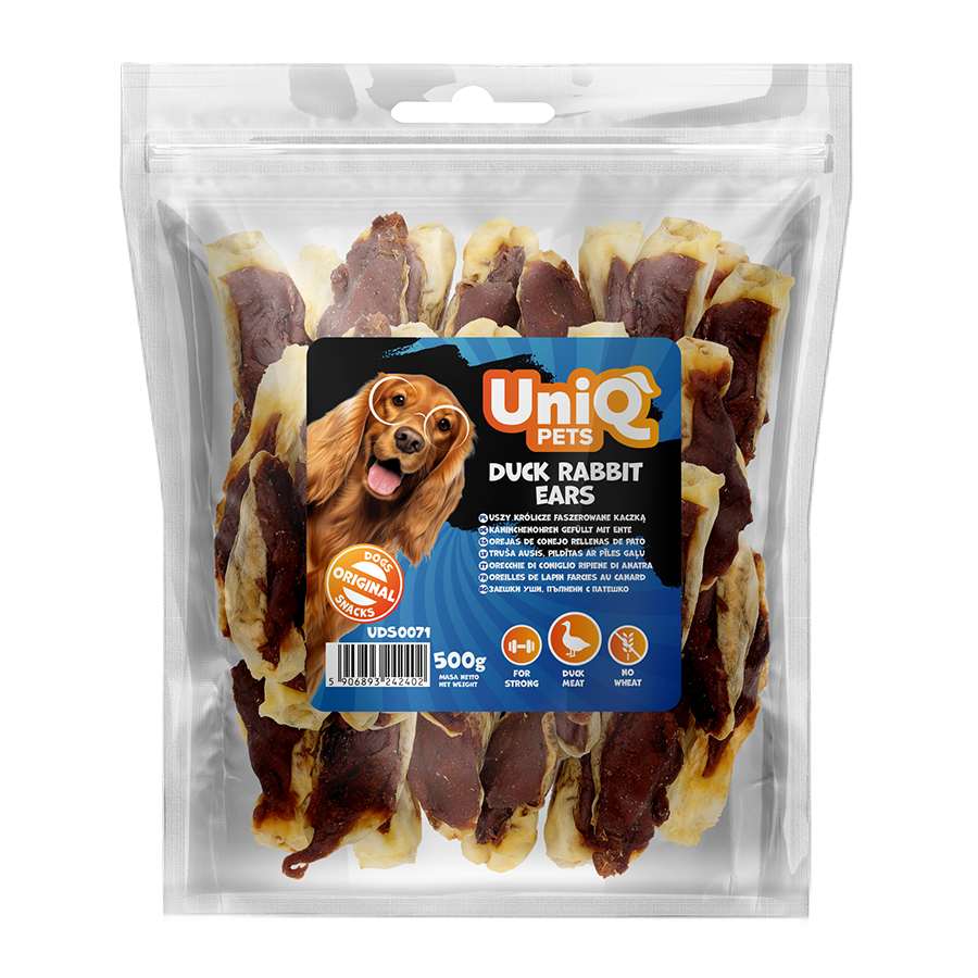 UNIQ PETS skanėstas triušio ausys su antiena 500g