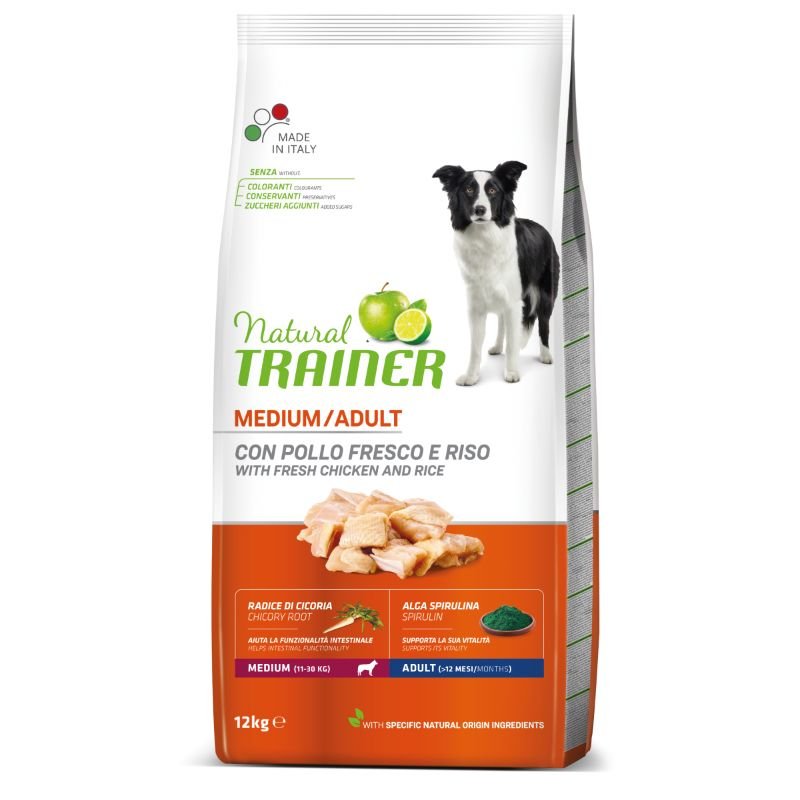 NATURAL TRAINER Sausas šunų maistas ADULT MEDIUM (Vištiena) 12kg