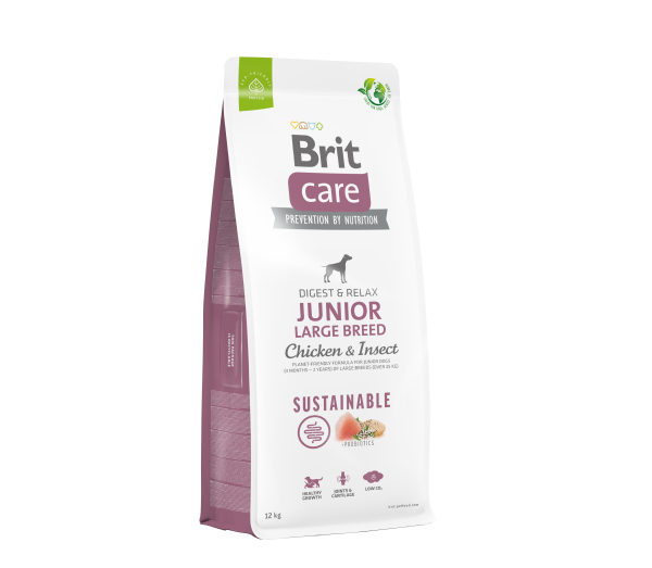 Brit Care Sustainable Junior Large Breed Chicken&Insect sausas maistas šunims su vištiena ir vabzdžiais 3kg -12kg 3 kg