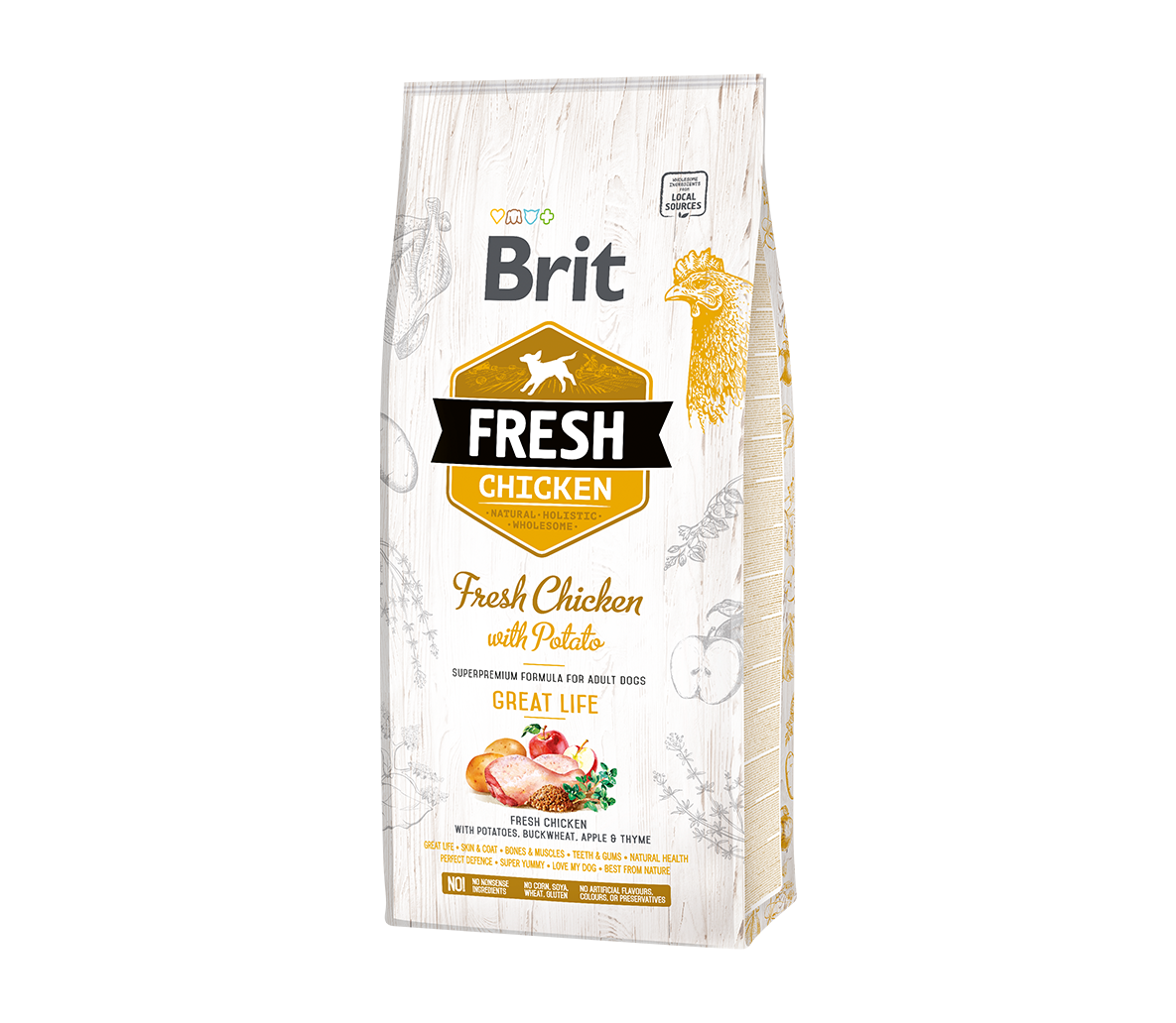 Brit Fresh Chicken with Potato Adult sausas maistas šunims 2,5kg - 12kg. 12 kg