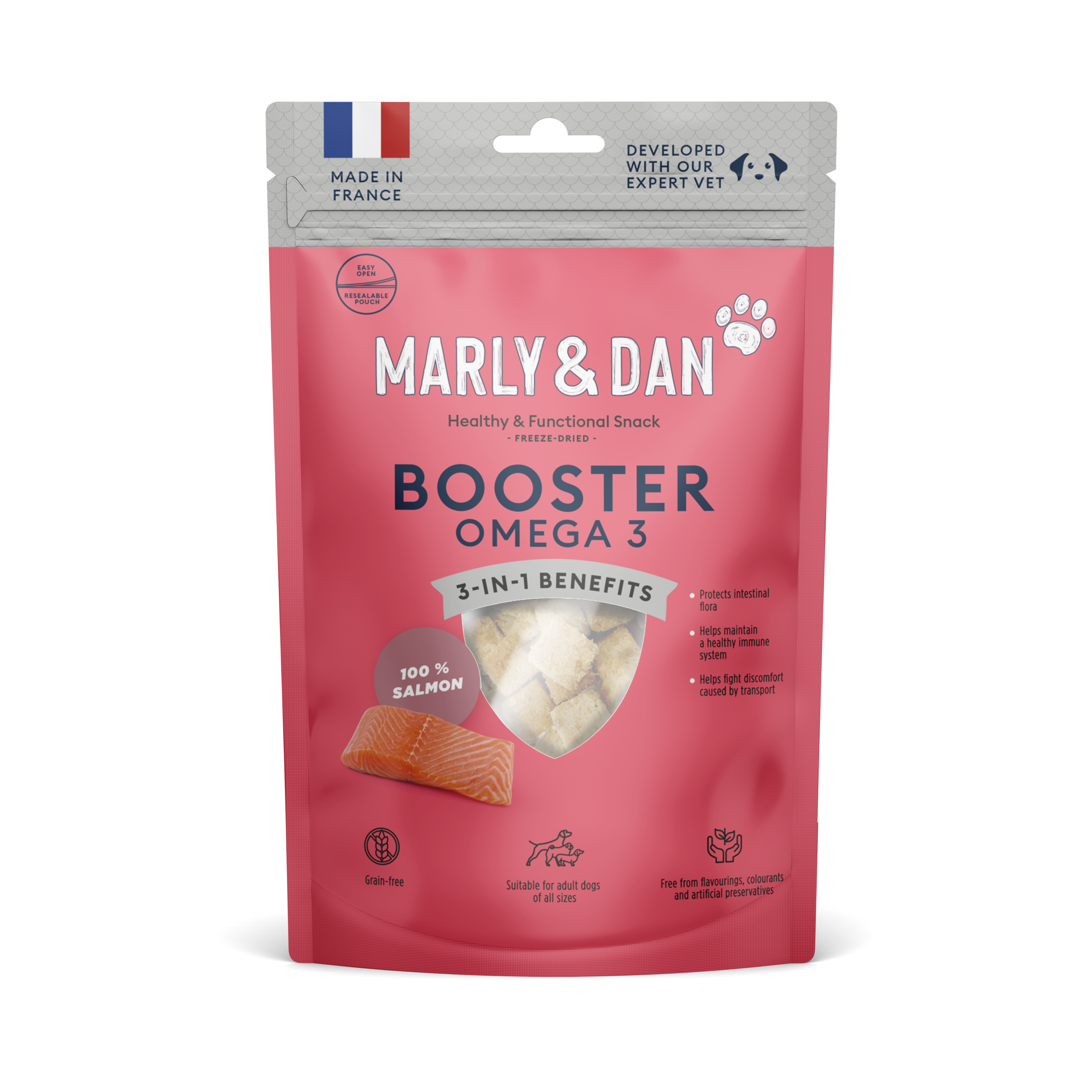Marly & Dan liofilizuoti lašišos skanėstai šunims OMEGA 3