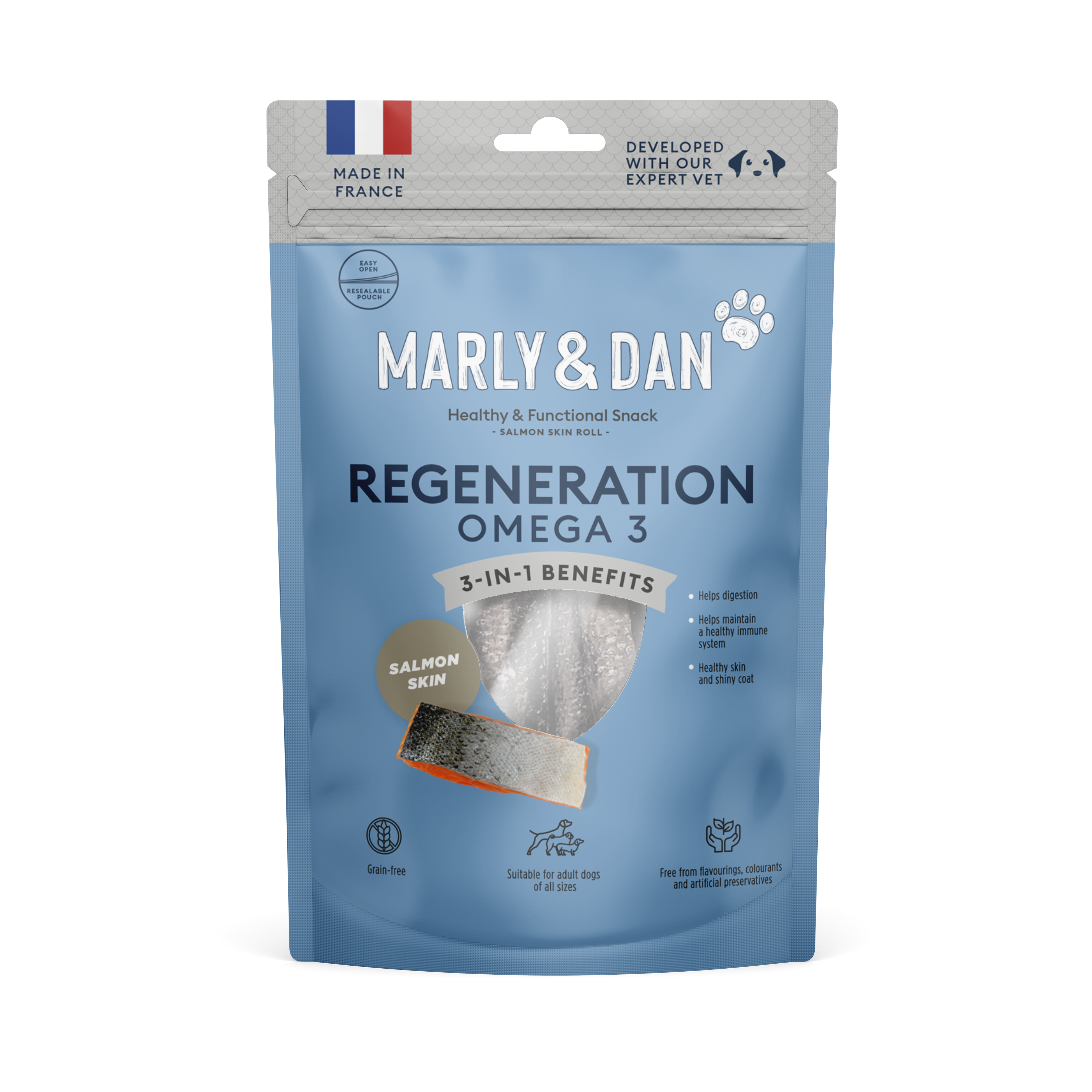 Marly & Dan lašišos odos skanėstai REGENERATION