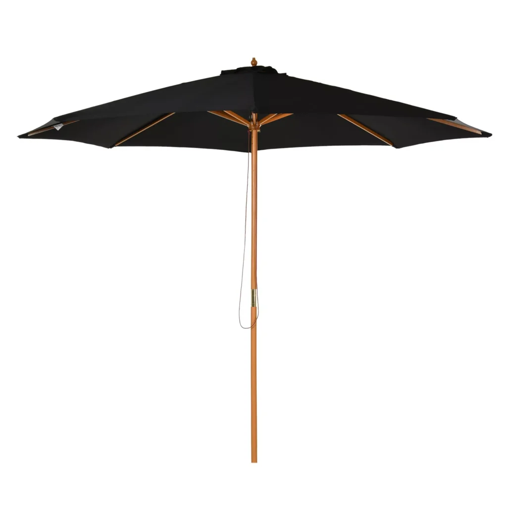 Medinis sodo skėtis 300 cm - juodas